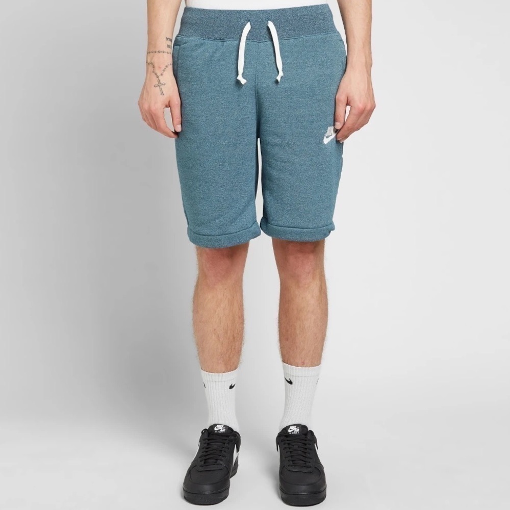 Nike Mens Cotton Heritage bluish green terry Shorts size XL